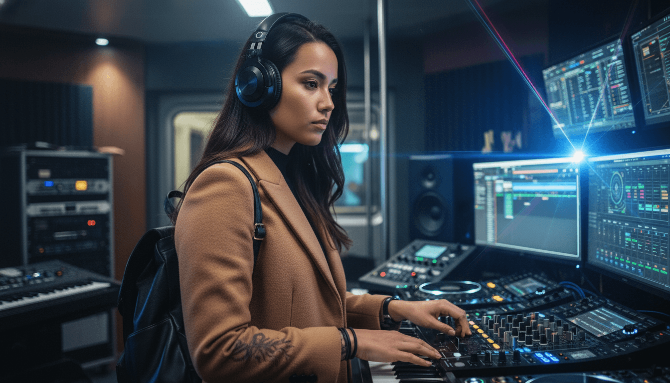 Runner wearing headphones outdoors on a trail